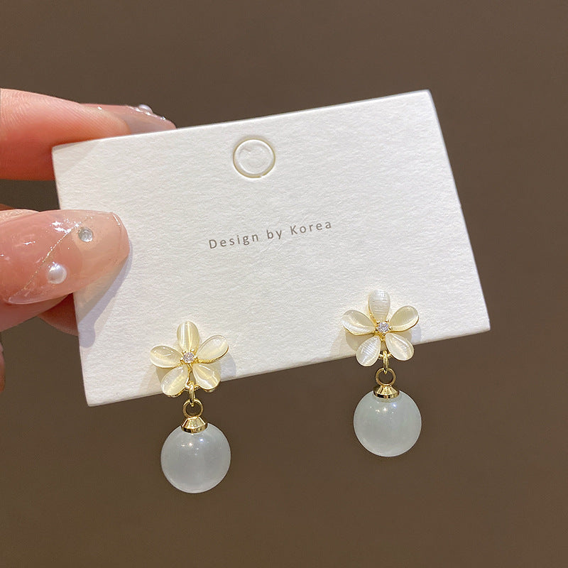Wholesale S925 silver needle leaf rose small fresh flower earrings